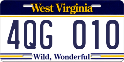 WV license plate 4QG010