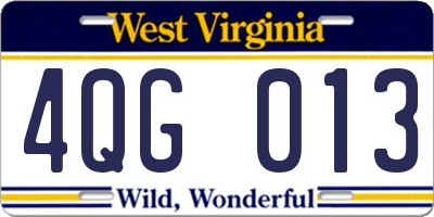 WV license plate 4QG013