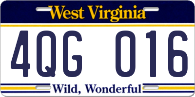 WV license plate 4QG016