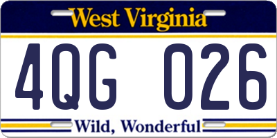 WV license plate 4QG026
