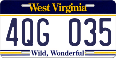 WV license plate 4QG035