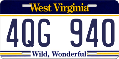 WV license plate 4QG940