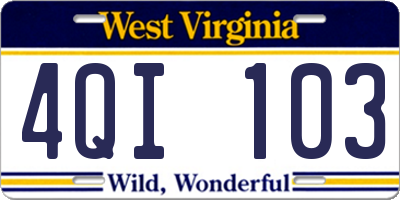WV license plate 4QI103