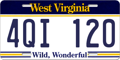 WV license plate 4QI120