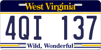 WV license plate 4QI137