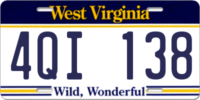 WV license plate 4QI138