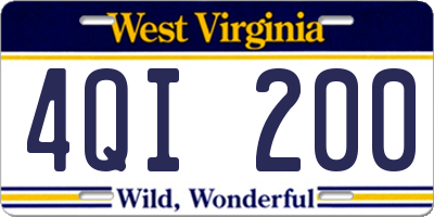 WV license plate 4QI200