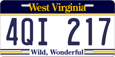 WV license plate 4QI217
