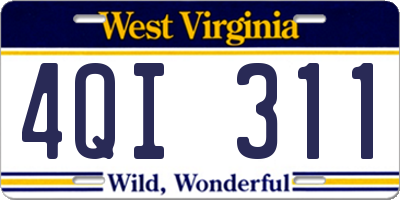 WV license plate 4QI311