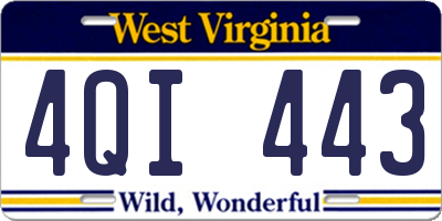 WV license plate 4QI443