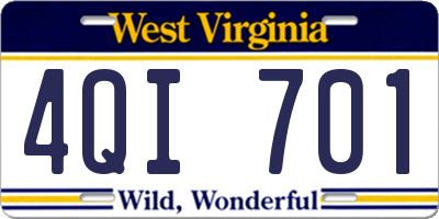 WV license plate 4QI701