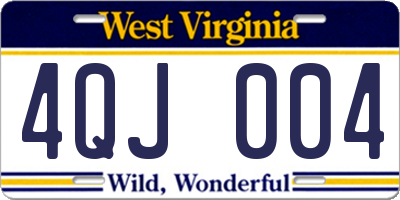 WV license plate 4QJ004