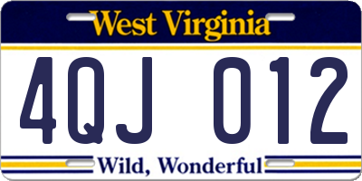 WV license plate 4QJ012