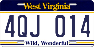 WV license plate 4QJ014