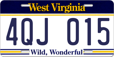 WV license plate 4QJ015