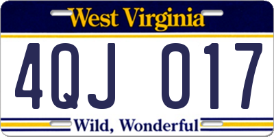 WV license plate 4QJ017