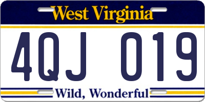 WV license plate 4QJ019
