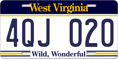 WV license plate 4QJ020