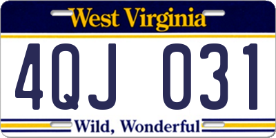 WV license plate 4QJ031