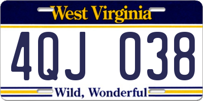 WV license plate 4QJ038