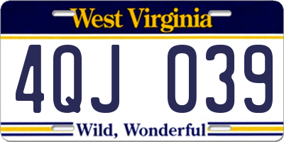 WV license plate 4QJ039