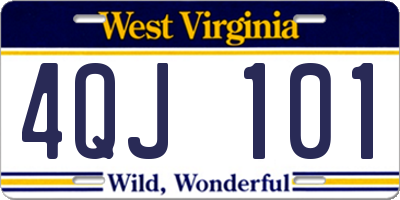 WV license plate 4QJ101