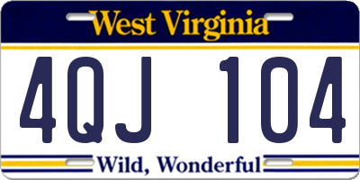 WV license plate 4QJ104
