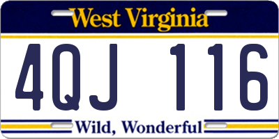 WV license plate 4QJ116