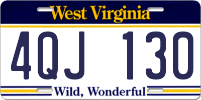 WV license plate 4QJ130