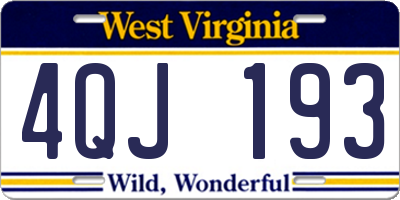 WV license plate 4QJ193