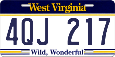 WV license plate 4QJ217