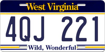 WV license plate 4QJ221