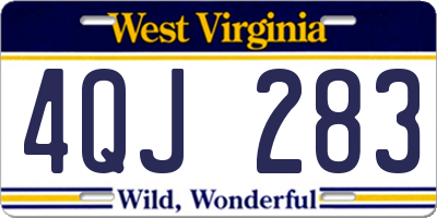 WV license plate 4QJ283