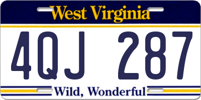WV license plate 4QJ287