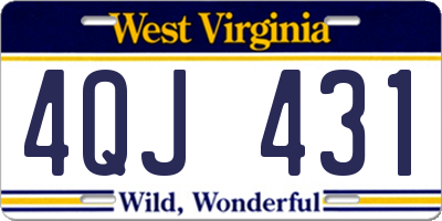 WV license plate 4QJ431
