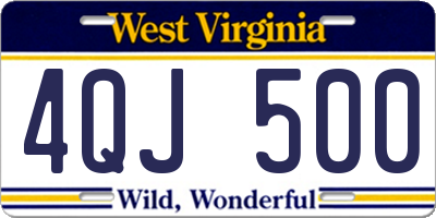 WV license plate 4QJ500