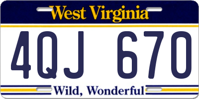 WV license plate 4QJ670