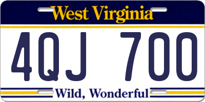 WV license plate 4QJ700