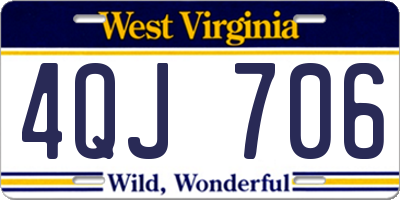 WV license plate 4QJ706