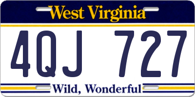 WV license plate 4QJ727
