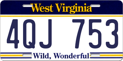 WV license plate 4QJ753