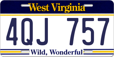 WV license plate 4QJ757