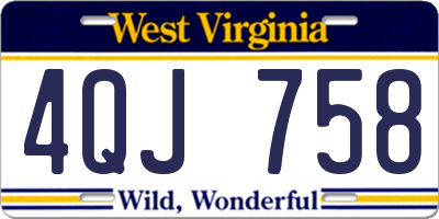 WV license plate 4QJ758