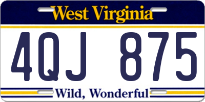 WV license plate 4QJ875