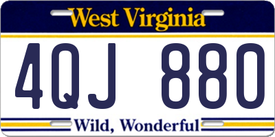 WV license plate 4QJ880