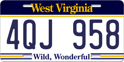 WV license plate 4QJ958