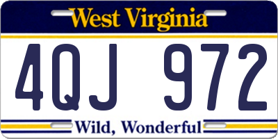 WV license plate 4QJ972