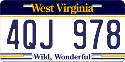 WV license plate 4QJ978