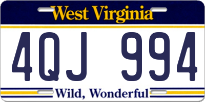 WV license plate 4QJ994