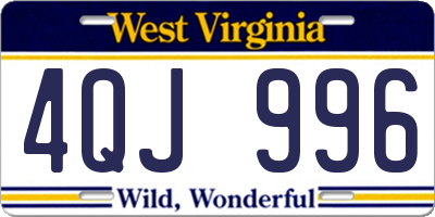 WV license plate 4QJ996